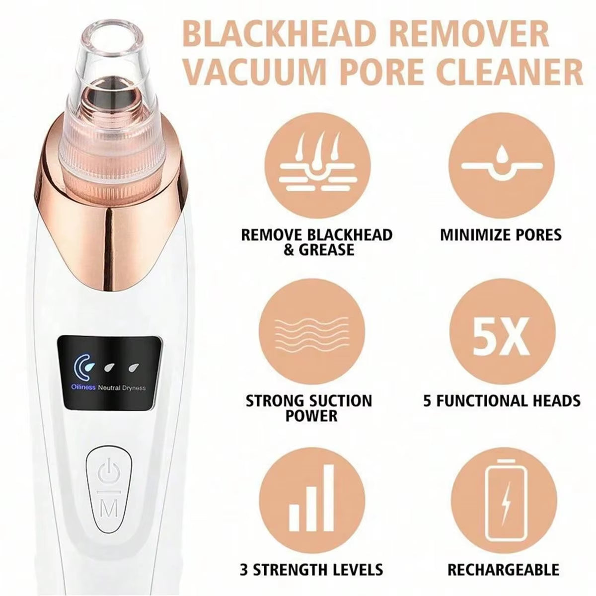 Electric Pore Cleaner & Blackhead Remover – Deep Cleansing Facial Vacuum Tool